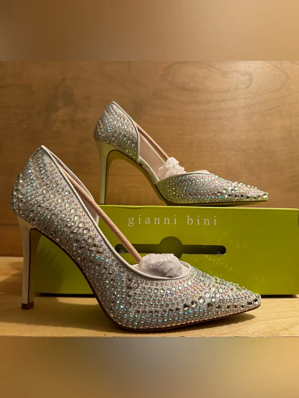 Gianni Bini Silver Crystal Pointed Toe Rhinestone Pumps